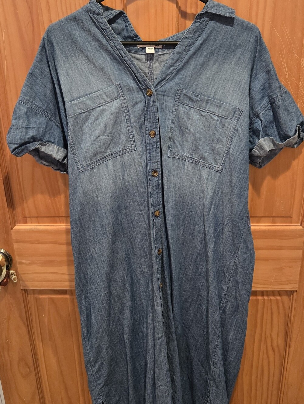 Sonoma Denim-Style Blue Casual Button-Front Dress